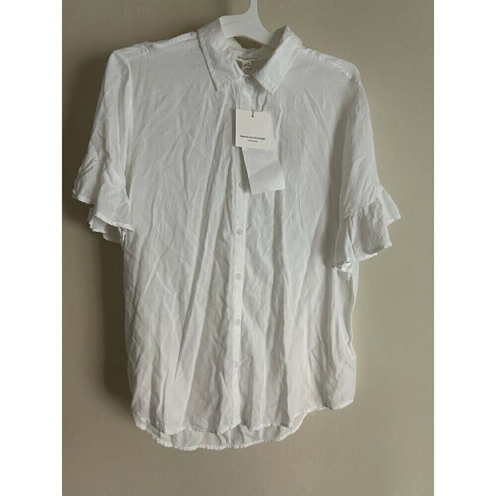 Beach Lunch Lounge Womens White Shirt Size M